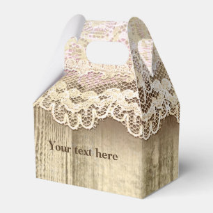 Rustic Wooden Vintage Lace Party Favor Boxes