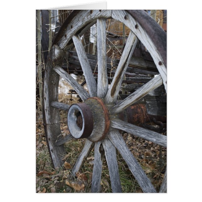 Rustic Wooden Wagon Wheel Cards (Front)