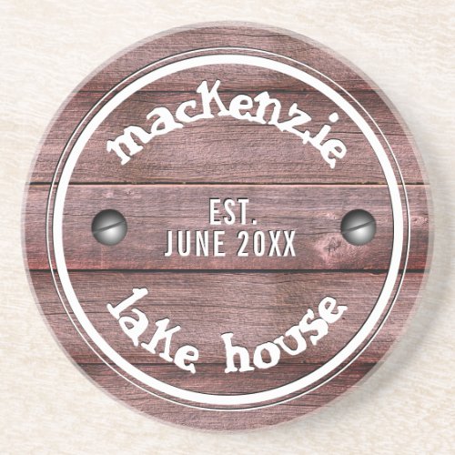 Rustic Wooden Weathered Fence Faux Engraved Coaster