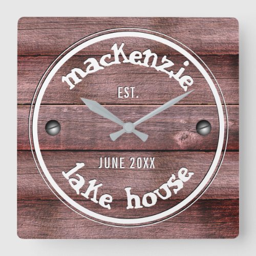 Rustic Wooden Weathered Fence Faux Engraved Square Wall Clock