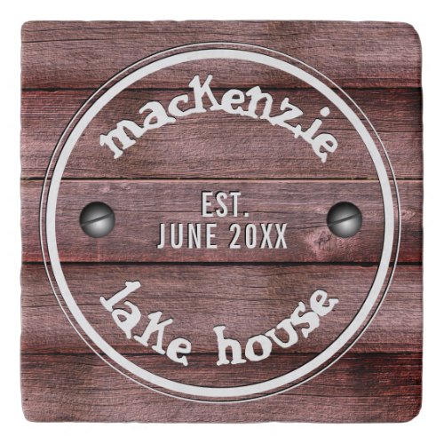 Rustic Wooden Weathered Fence Faux Engraved Trivet