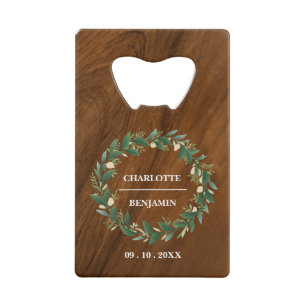 Rustic Wooden Wedding Favor Credit Card Bottle Opener