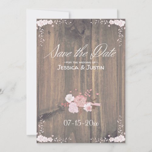 Rustic Wooden Wedding Flat Save The Date Card