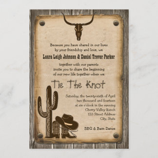 Rustic Wooden Western Style Wedding Invitation 2