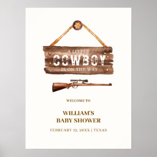 Rustic Wooden Wild Cowboy Gun Baby Shower Welcome  Poster