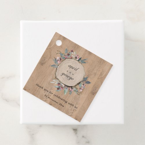 Rustic Wooden Wild Pink Eucalyptus Floral Wedding Favor Tags