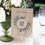 Rustic Wooden Wild Pink Eucalyptus Floral Wedding  Table Number<br><div class="desc">If you need any further customisation please feel free to message me on yellowfebstudio@gmail.com.</div>