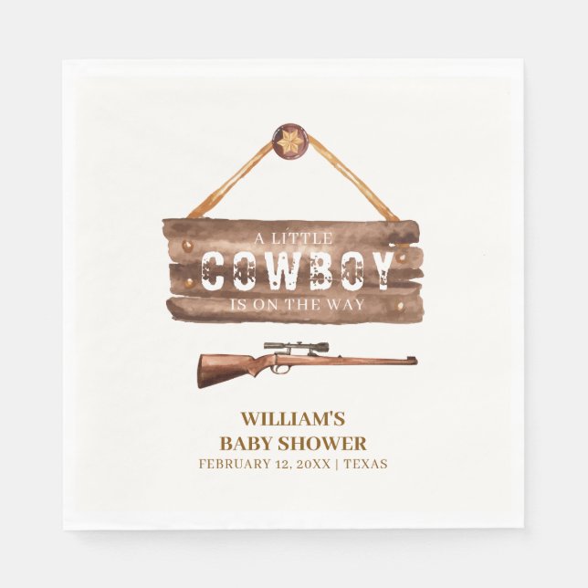 Rustic Wooden Wild West Cowboy Gun Baby Shower  Napkins (Front)