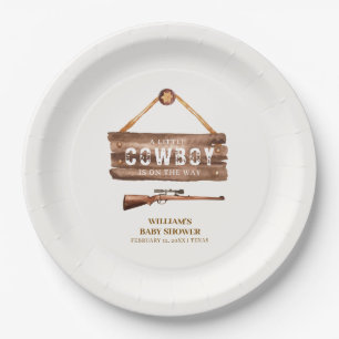 Rustic Wooden Wild West Cowboy Gun Baby Shower Paper Plates