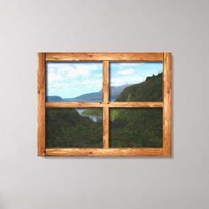 Rustic wooden window frame view of New Zealand Canvas Print