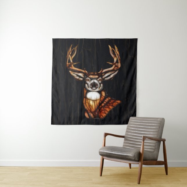 Rustic Wooden Wood Deer Head Antlers Backdrop (In Situ)