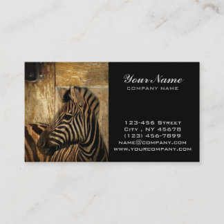 rustic woodgrain Africa safari animal  zebra Business Card