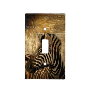 rustic woodgrain Africa safari animal zebra Light Switch Cover