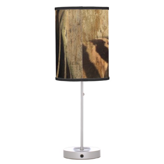 rustic woodgrain Africa safari animal  zebra Table Lamp (Back)
