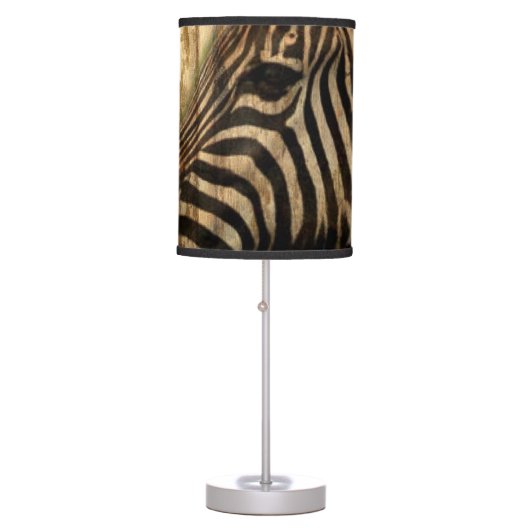 rustic woodgrain Africa safari animal  zebra Table Lamp (Front)