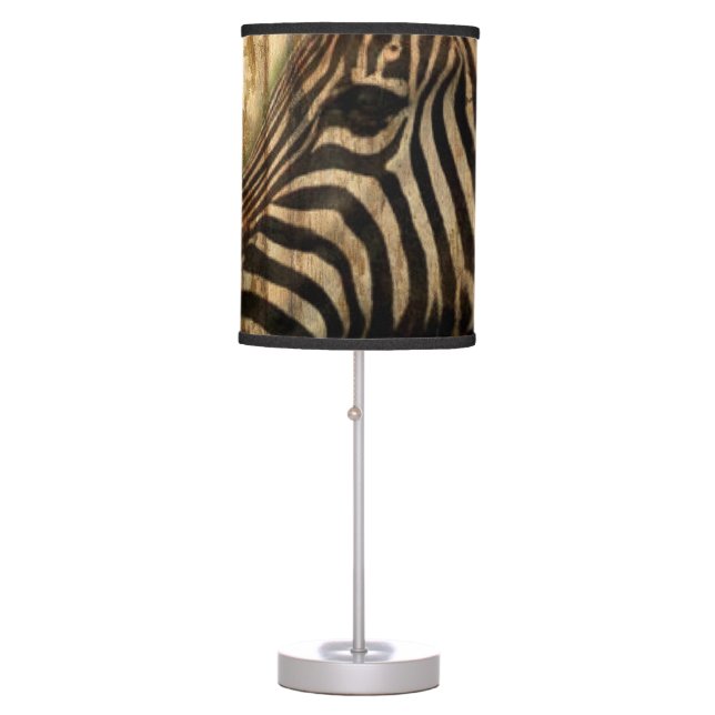 rustic woodgrain Africa safari animal  zebra Table Lamp (Front)