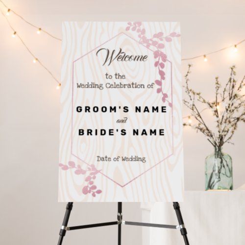 Rustic Woodgrain Background Wedding Welcome Sign
