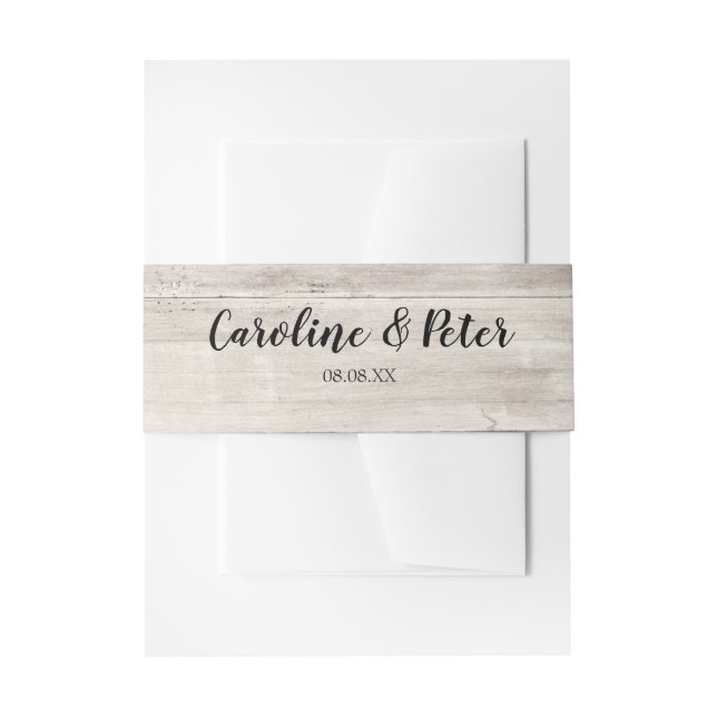 Rustic Woodgrain Barn Wood Invitation Belly Band (Front Example)