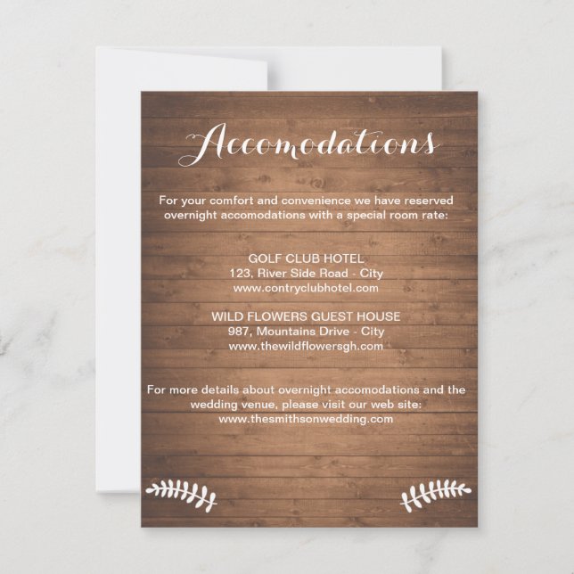 Rustic woodgrain enclosure card wedding invitation (Front)