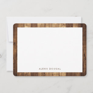 Rustic Woodgrain Farmhouse Personalized Stationery Note Card