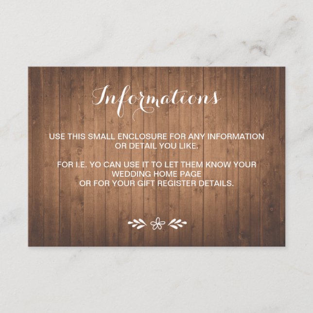 Rustic woodgrain forest wedding small enclosure (Front)