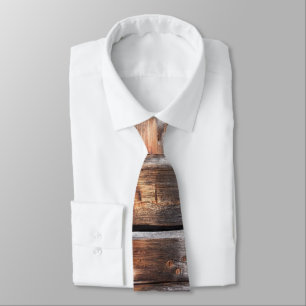 Rustic Woodgrain Groomsmen Gift Neck Tie