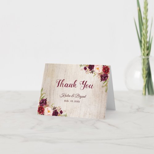 Rustic Woodgrain Look Burgundy Floral Thank You - Rustic Woodgrain Look Burgundy Floral Thank You Card.
(1) For further customization, please click the "customize further" link and use our design tool to modify this template. 
(2) If you need help or matching items, please contact me.