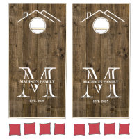 Rustic Woodgrain Modern Family Monogram House
