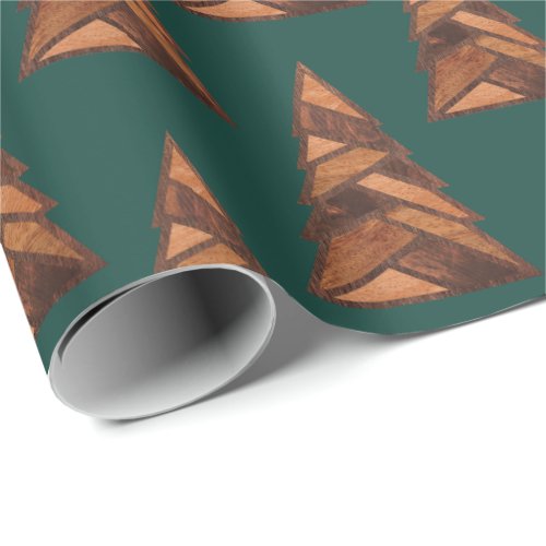 Rustic Woodgrain Outdoor Pine Tree Forest Pattern Wrapping Paper