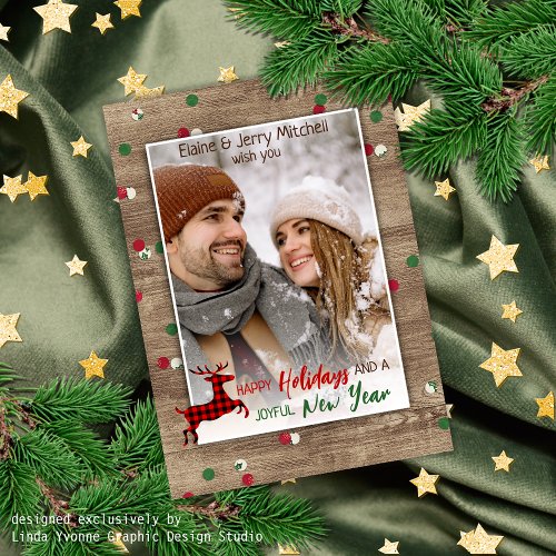 Rustic Woodgrain Pattern Seasonal Greeting Holiday Card