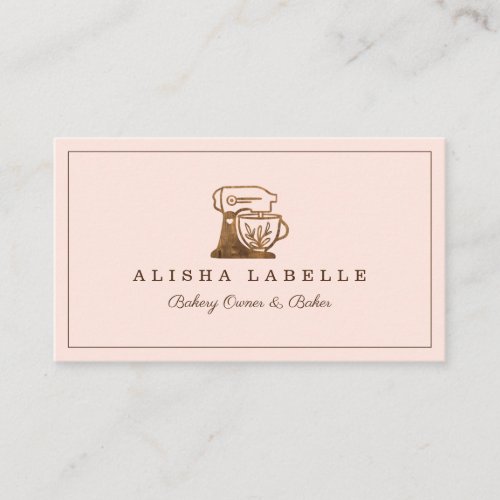 Rustic Woodgrain Style Bakery Stand Mixer Logo Business Card