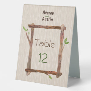 Rustic Woodgrain Wedding Table Number Table Tent