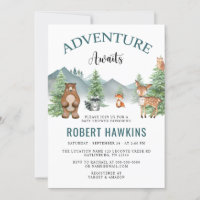 Rustic Woodland Adventure Awaits Baby Shower Invitation