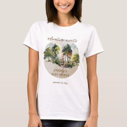 Rustic Woodland Adventure Awaits Boy Baby Shower T_Shirt