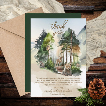 Rustic Woodland Adventure Awaits Boy Baby Shower Thank You Card by holidayhearts at Zazzle