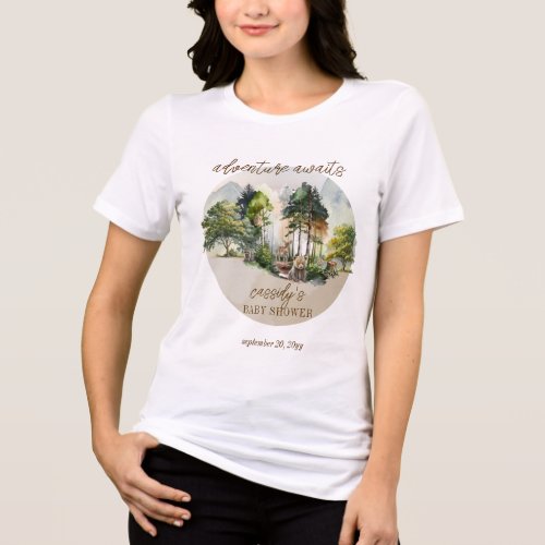 Rustic Woodland Adventure Awaits Boy Baby Shower Tri_Blend Shirt