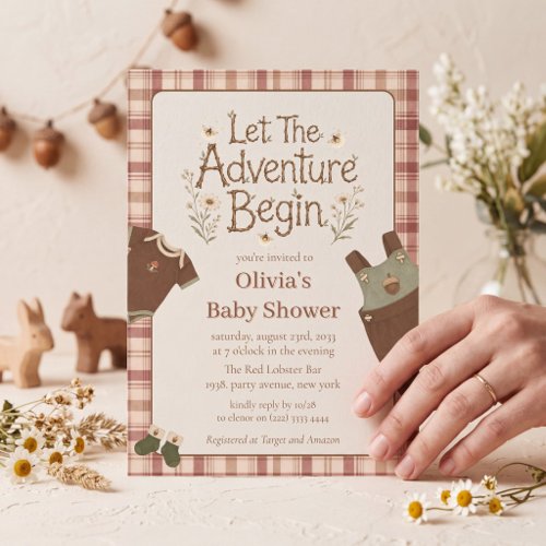 Rustic Woodland Adventure Baby Shower Invitation