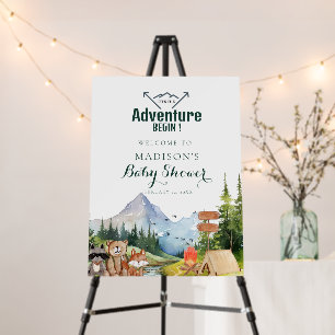 Rustic Woodland Adventure Baby Shower Welcome Sign