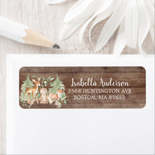Rustic Woodland Animal Baby Shower Address Label