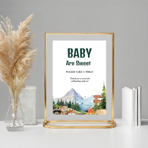 Rustic Woodland animal baby shower Favor sign