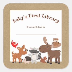 Rustic woodland animal bookplate, book plate