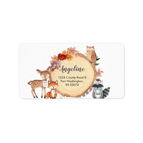 Rustic Woodland Animals Address Label