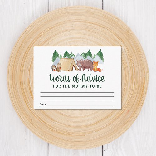 Rustic Woodland Animals Advice Baby Shower Enclosure Card