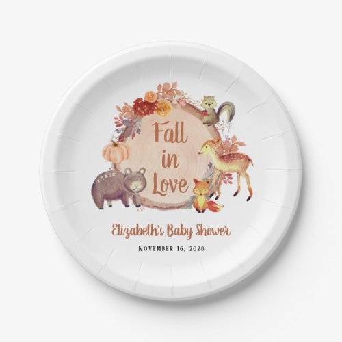 Rustic Woodland Animals Autumn Baby Shower Paper Plates