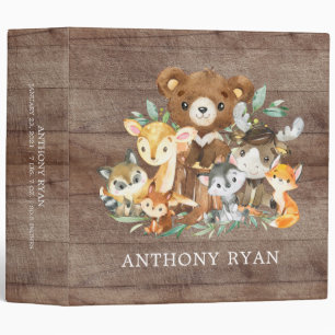 Rustic Woodland Animals Baby Photo Album 3 Ring Bi Binder