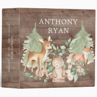 Rustic Woodland Animals Baby Photo Album 3 Ring Binder