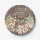 Rustic Woodland Animals Baby Shower 7" Plate