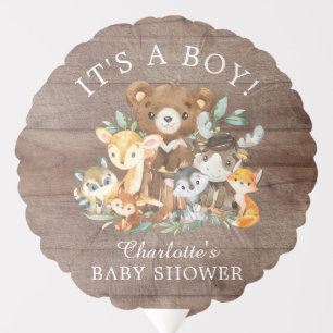 Rustic Woodland Animals Baby Shower Balloon