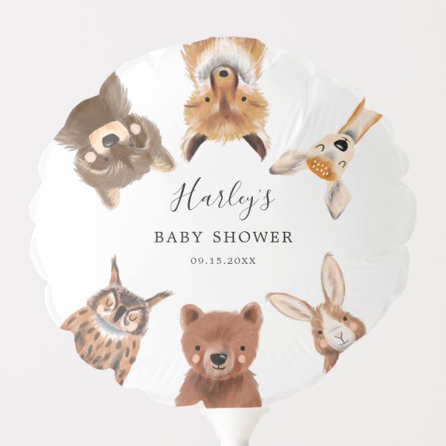 Rustic Woodland Animals Baby Shower Balloon (Front)