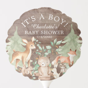 Rustic Woodland Animals Baby Shower Balloon